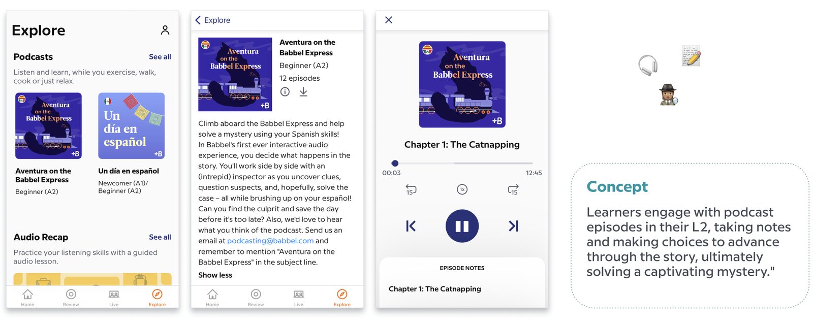The audio adventure inside the Babbel app