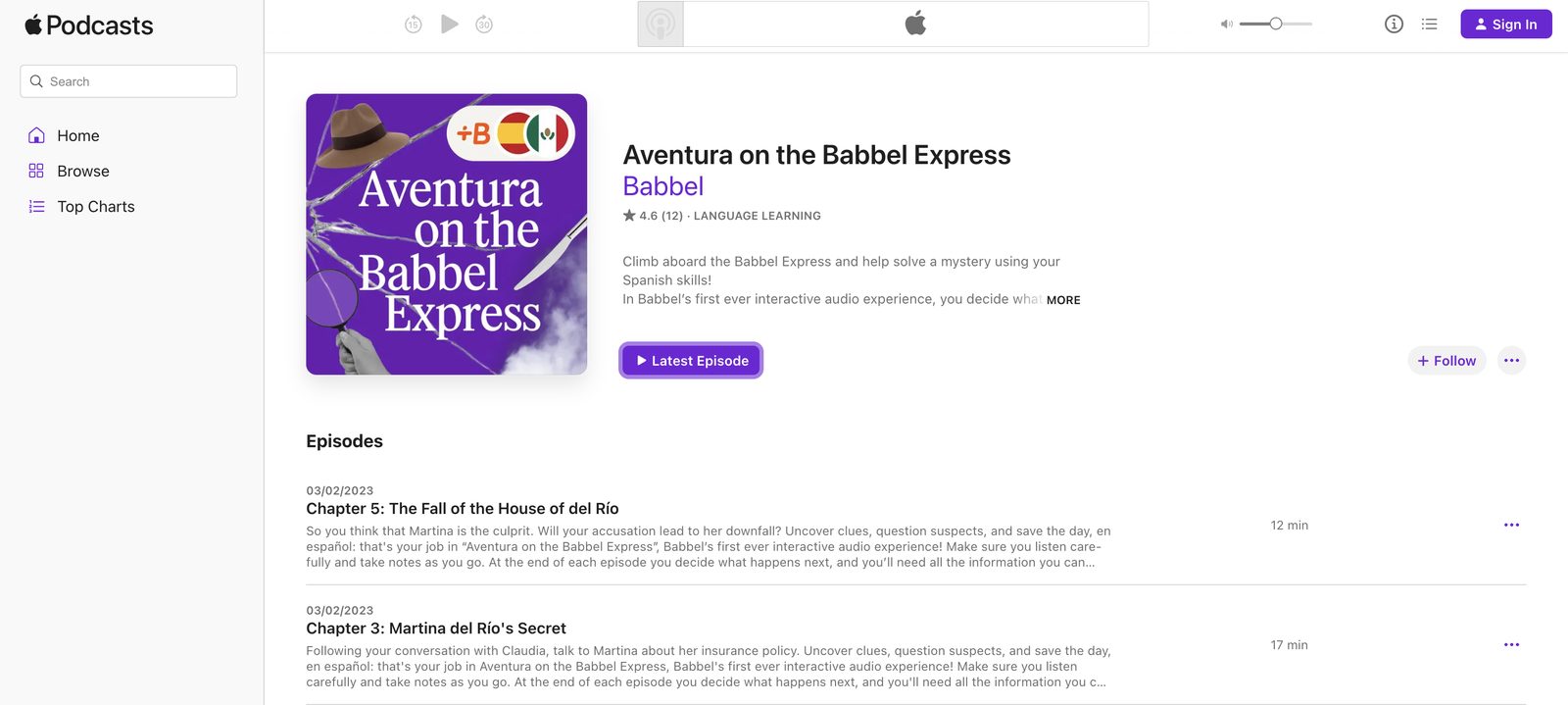 Aventura on the Babbel Express in the Babbel app and on podcast platforms