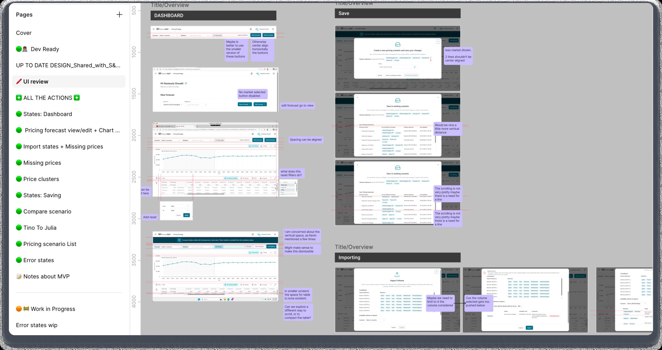 UI review of the front-end work