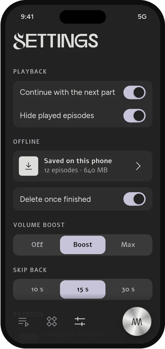 Tapedeck · settings